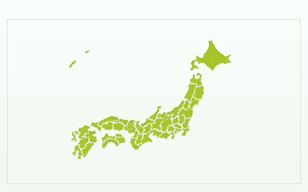 日本地圖：請點選圖上的大區標籤或綠色熱區